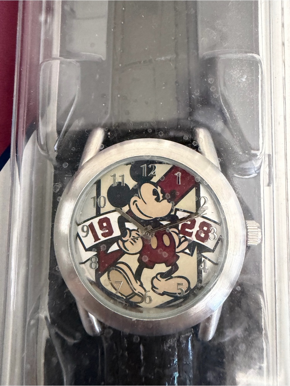 Disney Mickey Mouse Black Red Silver Watch men's nib 1928 limited release